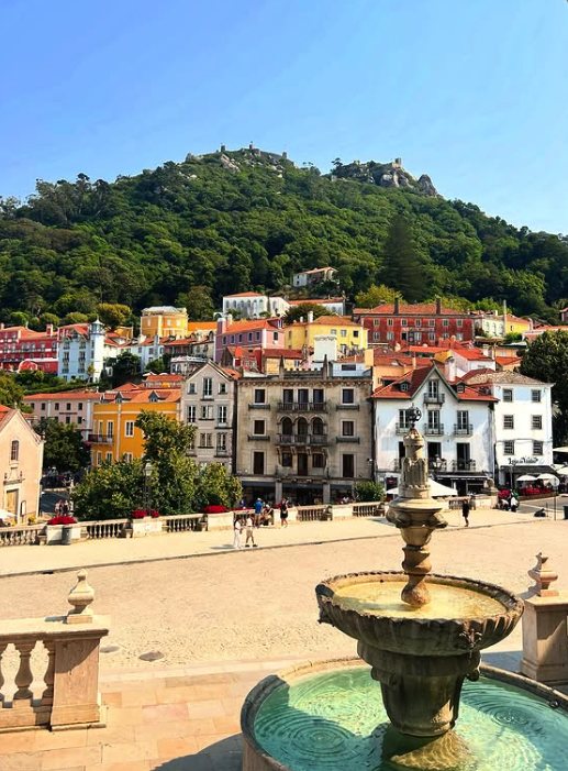 A guided walking group in the streets of Sintra's historic centre